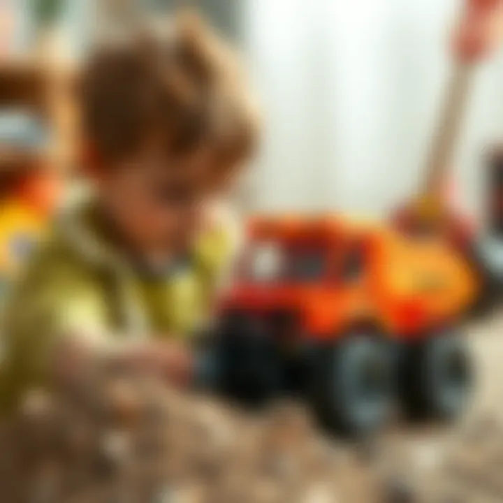 Exploring Creativity through Toy Trucks A child exploring creativity with a toy truck