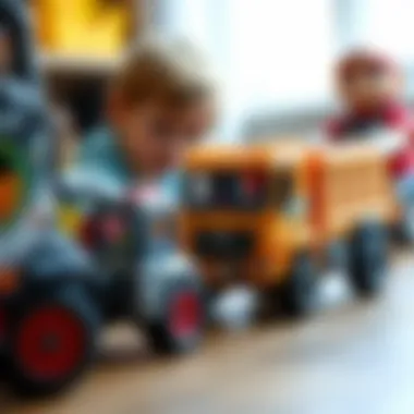 Imaginative Play with Toy Trucks Children using a toy truck for imaginative play