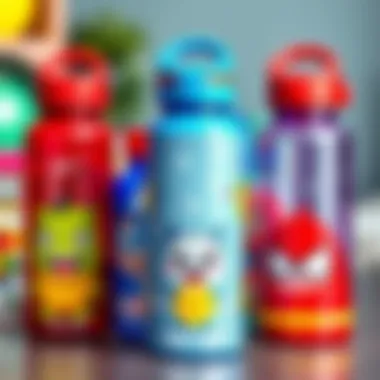 Variety of Character-Themed Bottles for Kids Different styles of character-themed water bottles