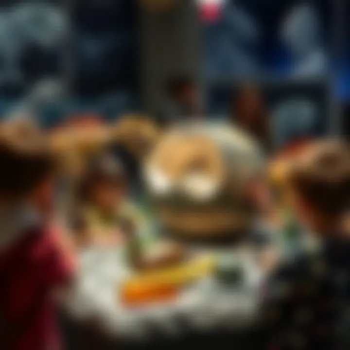 Engagement with Dinosaur Egg Exhibit Children interacting with a dinosaur egg exhibit in a museum