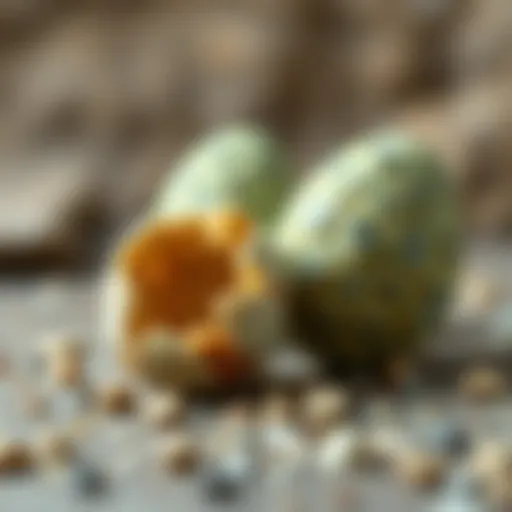 A detailed illustration of dinosaur eggs showcasing their unique textures