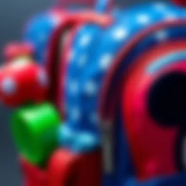 Close-up of Disney backpack features and compartments