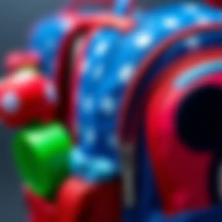 Close-up of Disney backpack features and compartments