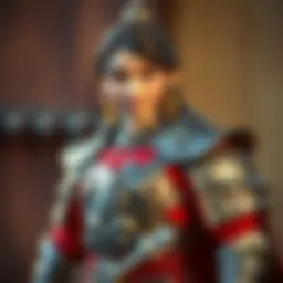 Mulan standing bravely in her armor