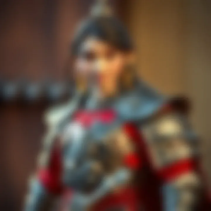 Mulan standing bravely in her armor