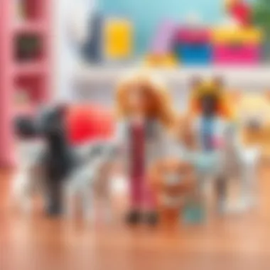 Diverse animal figures in Barbie vet set