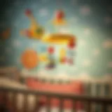A colorful mobile hanging over a crib, stimulating a child's curiosity.