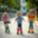 Children enjoying roller skating outdoors