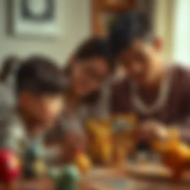 Family Bonding Over Pokemon Cards Parents and children exploring Pokemon cards together.