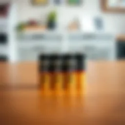 Duracell 4-pack alkaline battery set on a wooden table