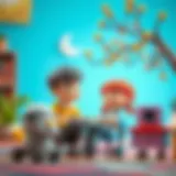 A vibrant scene from an animated educational show aimed at young children.