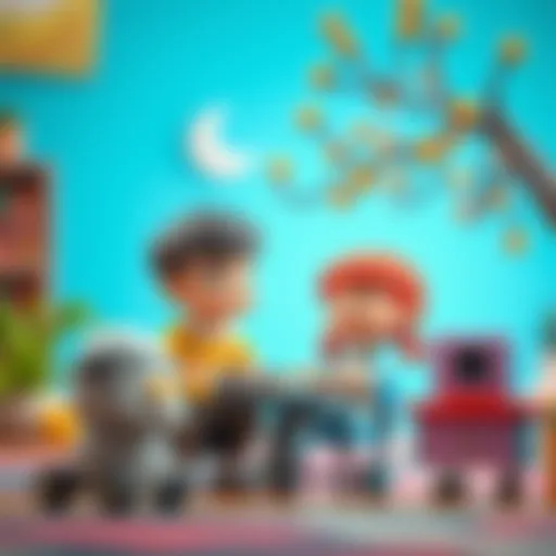 A vibrant scene from an animated educational show aimed at young children.