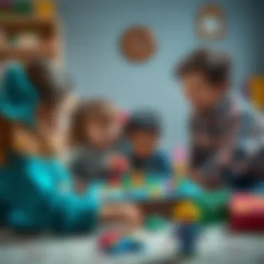 Family playing an educational game together