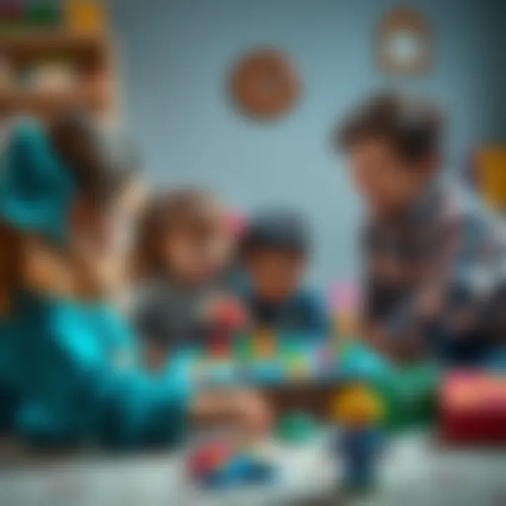 Family playing an educational game together