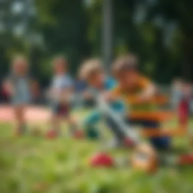 Children engaging in obstacle course activities