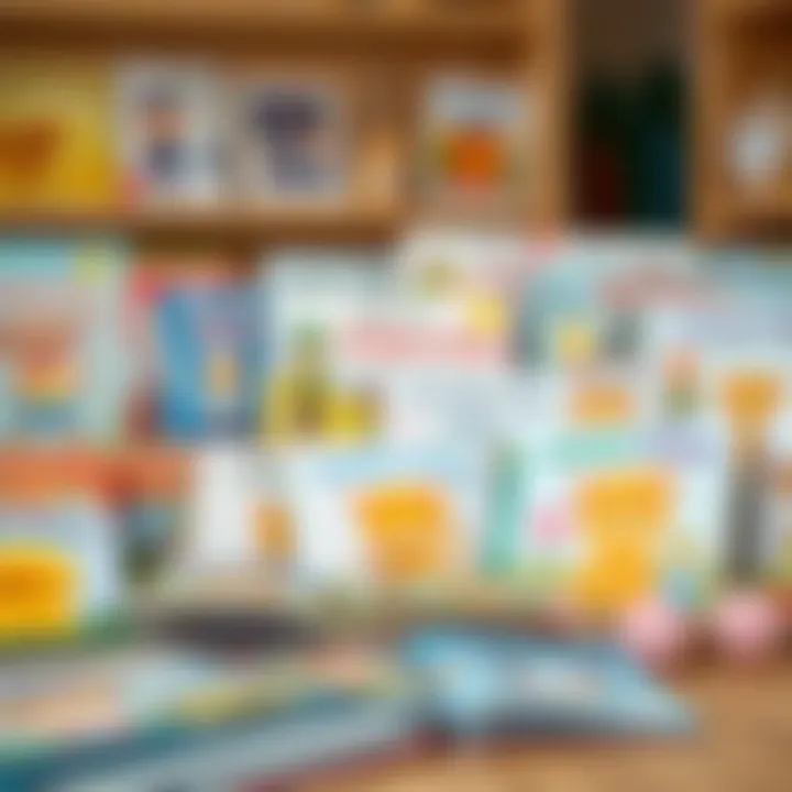An educational setting with multiple storybooks suitable for infants.