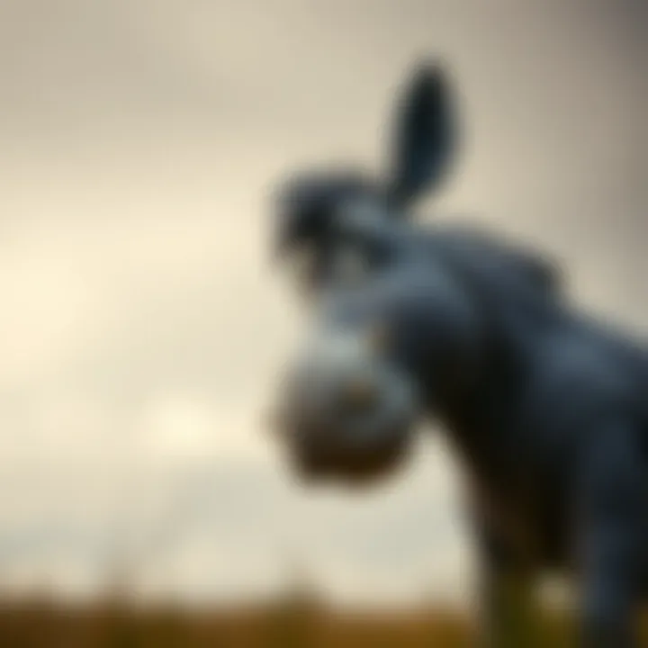 Eeyore looking contemplative under a grey sky