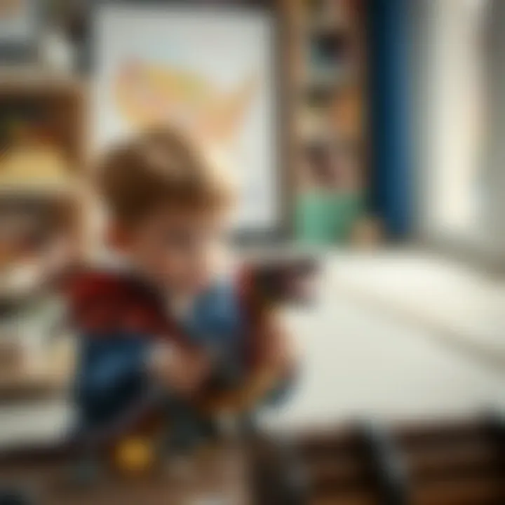 A child playing with a dragon action figure