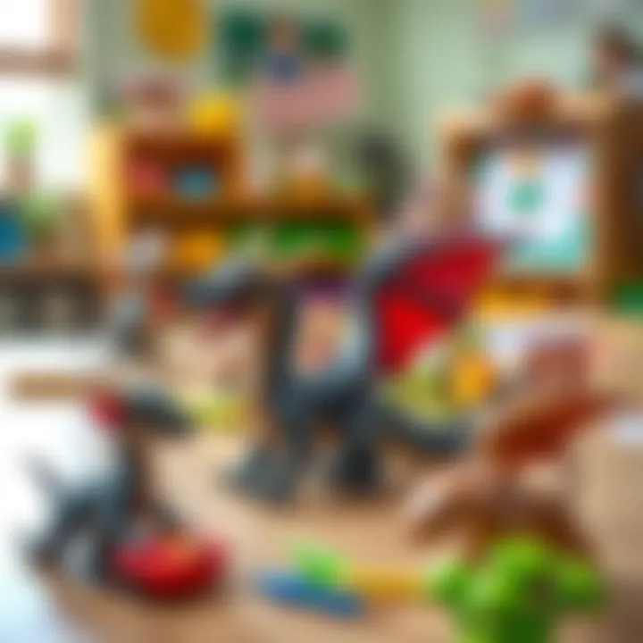 Educational benefits of dragon toys displayed in a classroom