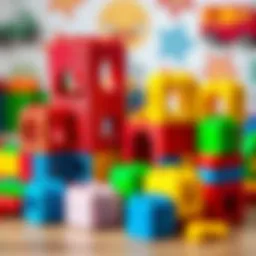 Colorful building blocks arranged creatively