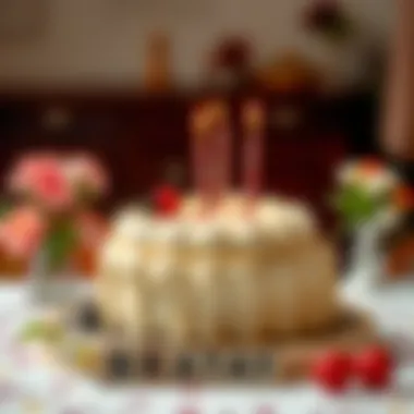 Elegant presentation of a beautifully crafted cake on a decorative table