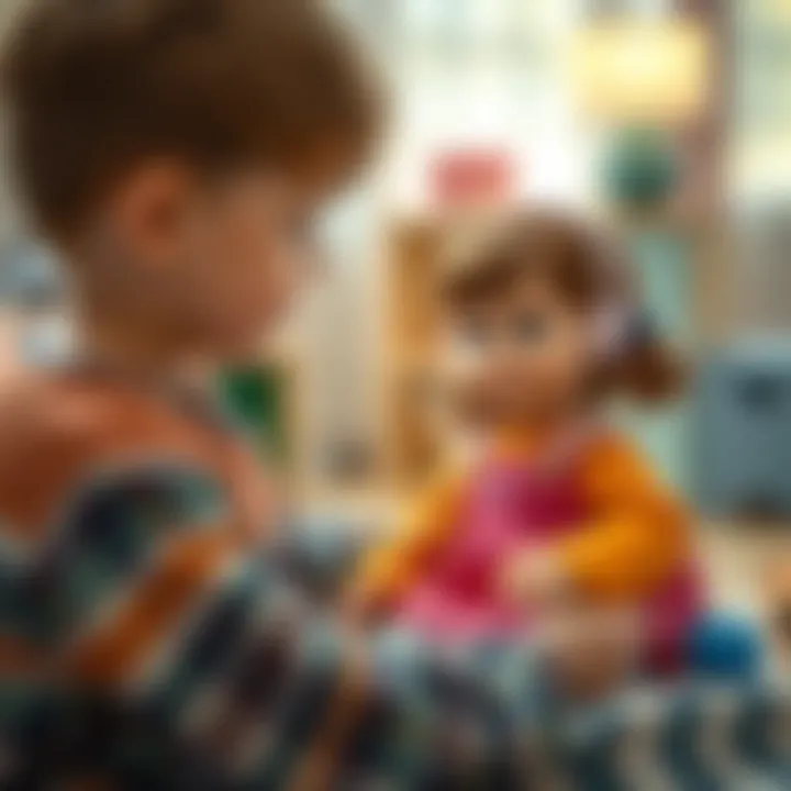 Child engaging in play with Elisa doll, developing social skills