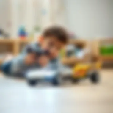 A child engaging with a remote control car, demonstrating skill development