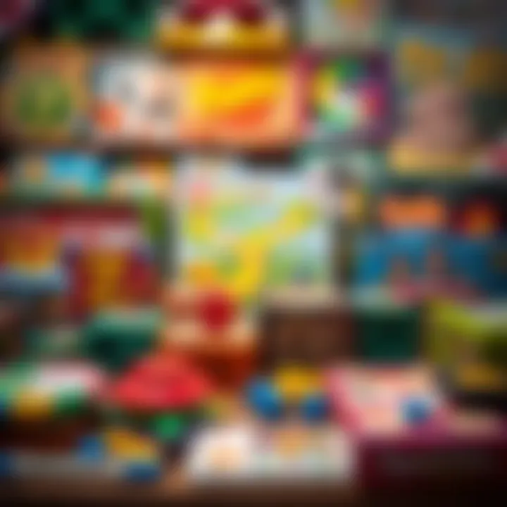 Diverse Selection of Board Games Colorful board games displayed on a table, showcasing various options