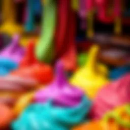 Colorful slime varieties in a display