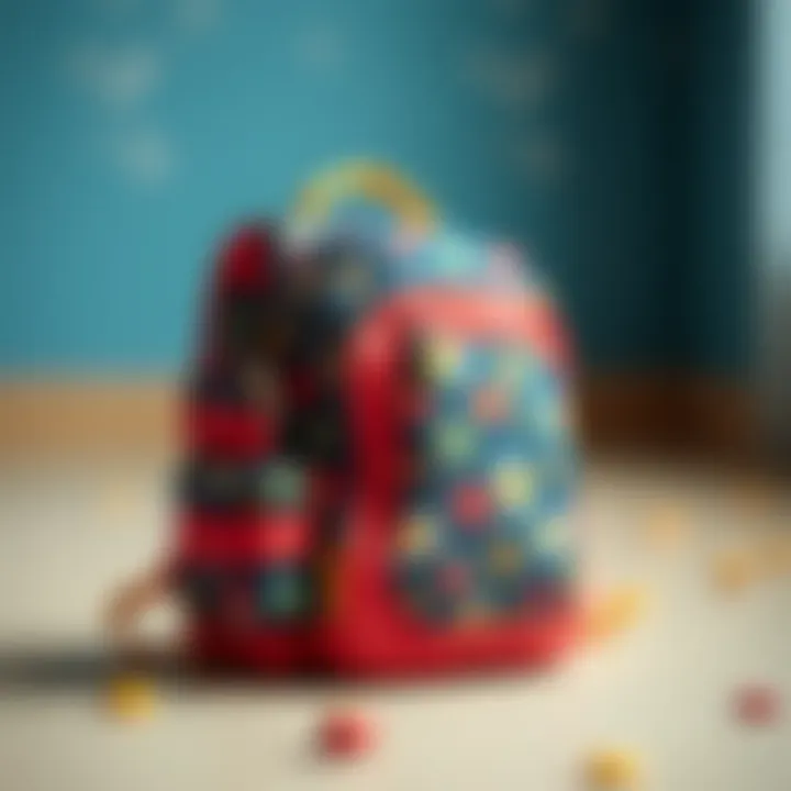A stylish backpack designed for boys showcasing vibrant colors and patterns