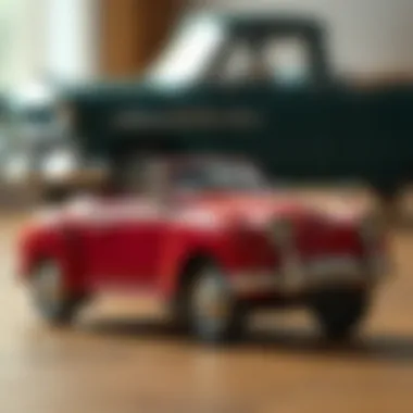 Detailed view of a classic toy car's design and craftsmanship