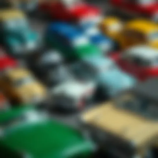 Vintage toy cars collection showcasing various models