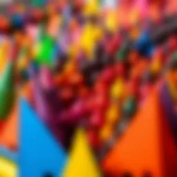 Colorful array of Faber-Castell Jumbo Triangular Crayons arranged creatively