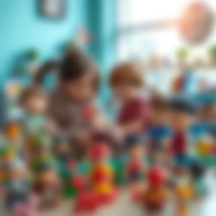 A family selecting educational toy figures for child development