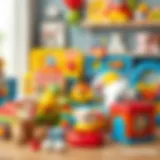 An assortment of Fisher Price educational toys designed for various age groups