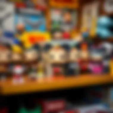 Funko Pop Disney figure set on a shelf, surrounded by collectibles and memorabilia