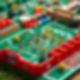 A detailed view of a football box game showcasing its vibrant components and design