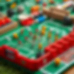 A detailed view of a football box game showcasing its vibrant components and design