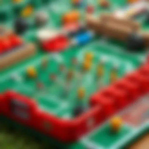 A detailed view of a football box game showcasing its vibrant components and design
