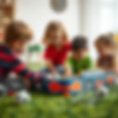 Collaborative Play through Football Box Game Children engaging with a football box game, demonstrating collaborative play and learning