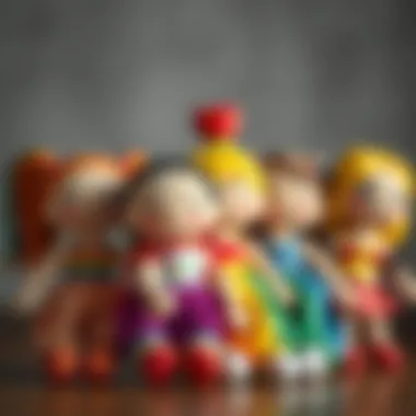 A group of rainbow dolls representing diversity and emotional development.