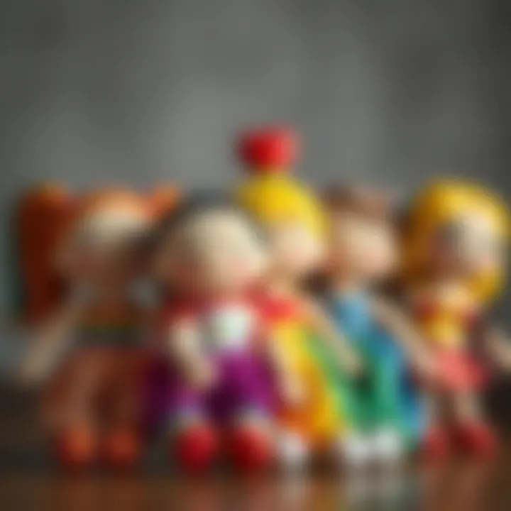 A group of rainbow dolls representing diversity and emotional development.