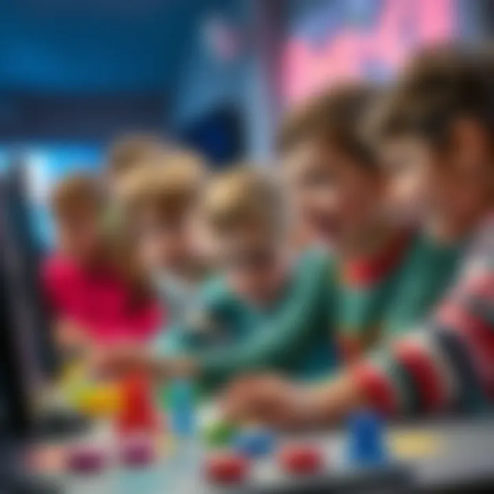 Fun-Filled Gaming Experience A group of children enjoying a game session