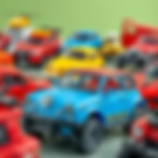 Diverse Selection of Large Toy Cars An array of large toy cars capturing children's imagination