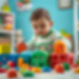 Engaging baby playing with colorful blocks