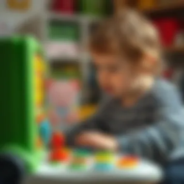 Interactive Learning Experience with Educational Toys Toddler engrossed in interactive educational toy