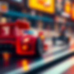 Dynamic car racing scene depicting strategy