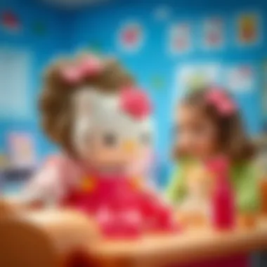 An educational setting where children learn through Hello Kitty dress-up games.