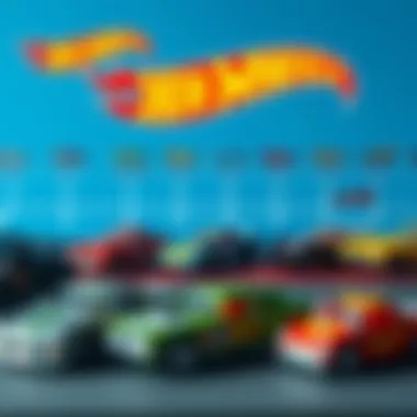 An infographic illustrating the historical timeline of Hot Wheels cars