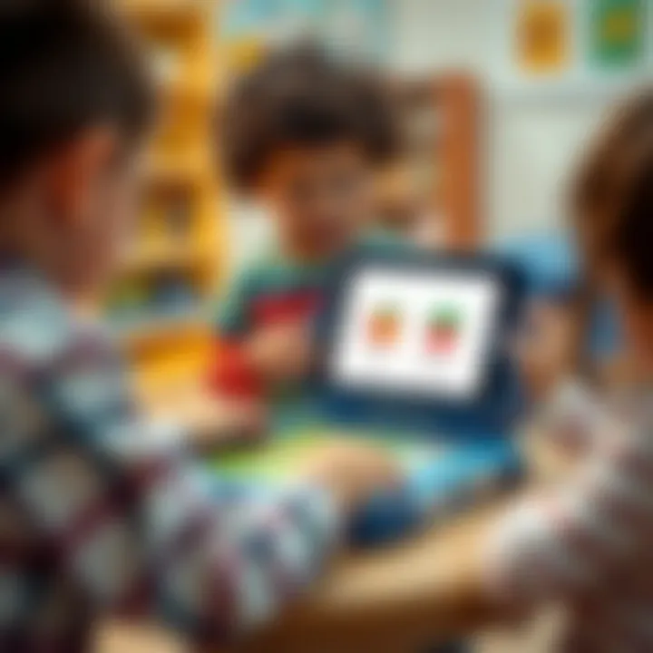 Interactive Learning with i Boxes Children engaging with an i box in a playful educational environment